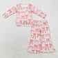 Baby Girl Long Sleeves Fall Pink Bows Shirt Bell Pants Set