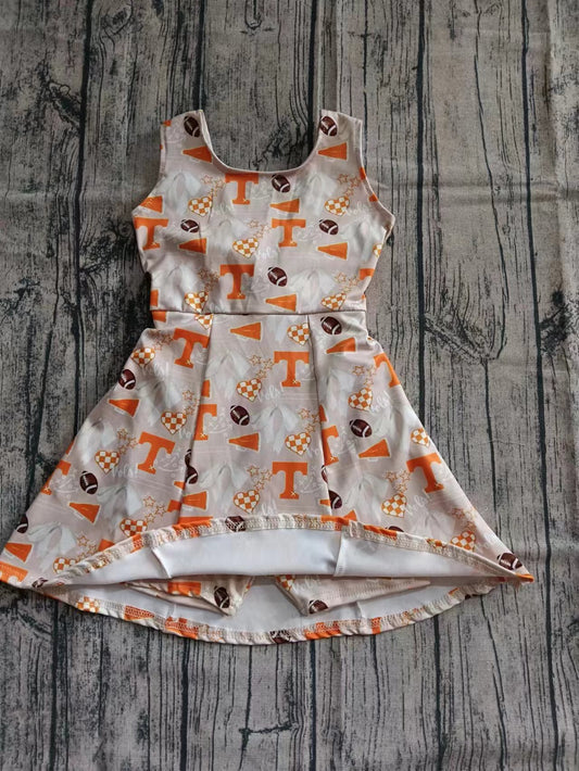 ( Moq 5  ) Baby Girl Sleeveless Football T Team Skort Dress