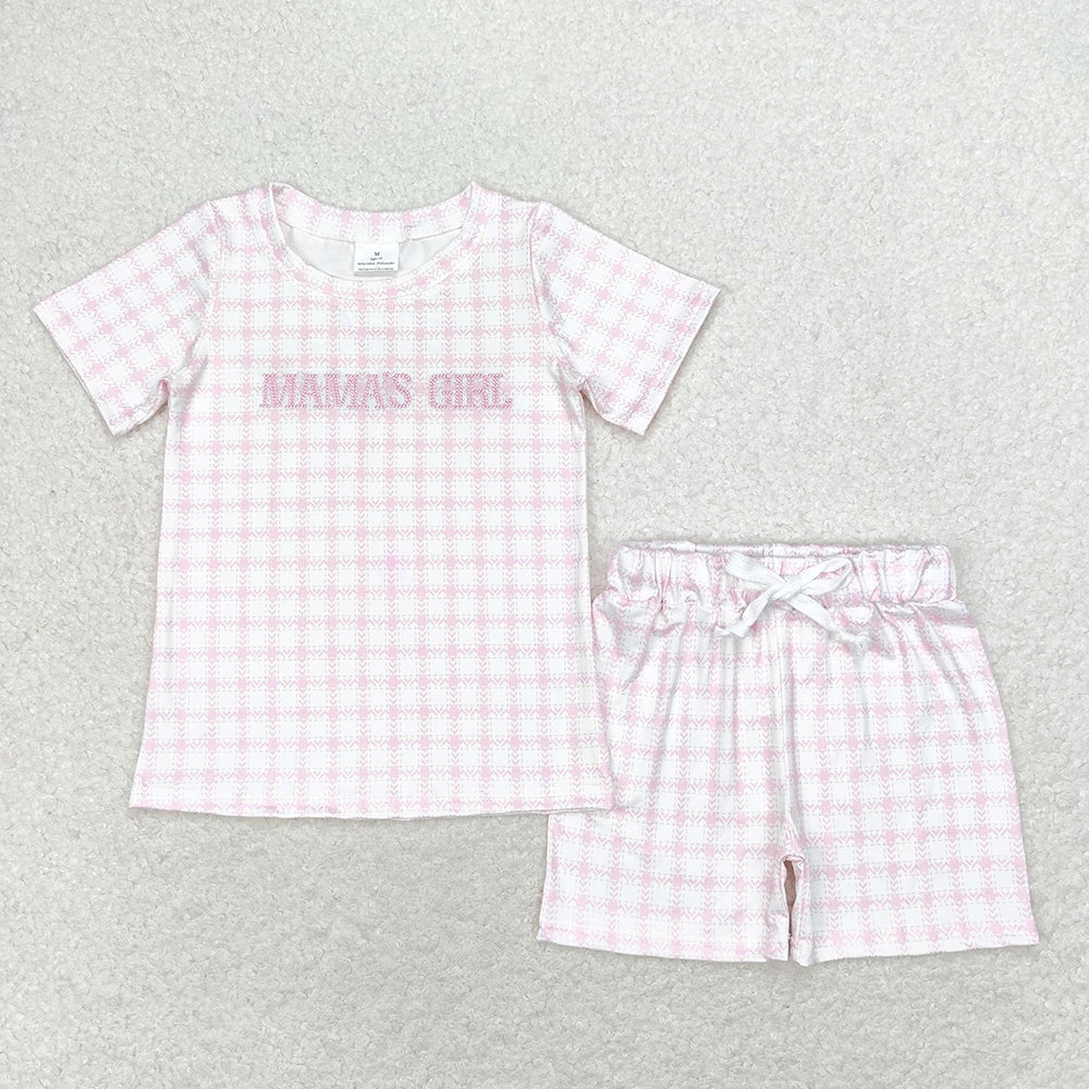 Baby Kids Mama's Boy Girl Checkered Sibling Embroidery Set