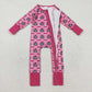 Baby Girl Long Sleeves Pumpkins Candy Corn Zipper Halloween Pink Romper RTS