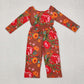 Baby Girl Long Sleeves Flower Fall Pocket Pocket Buttons Jumpsuit