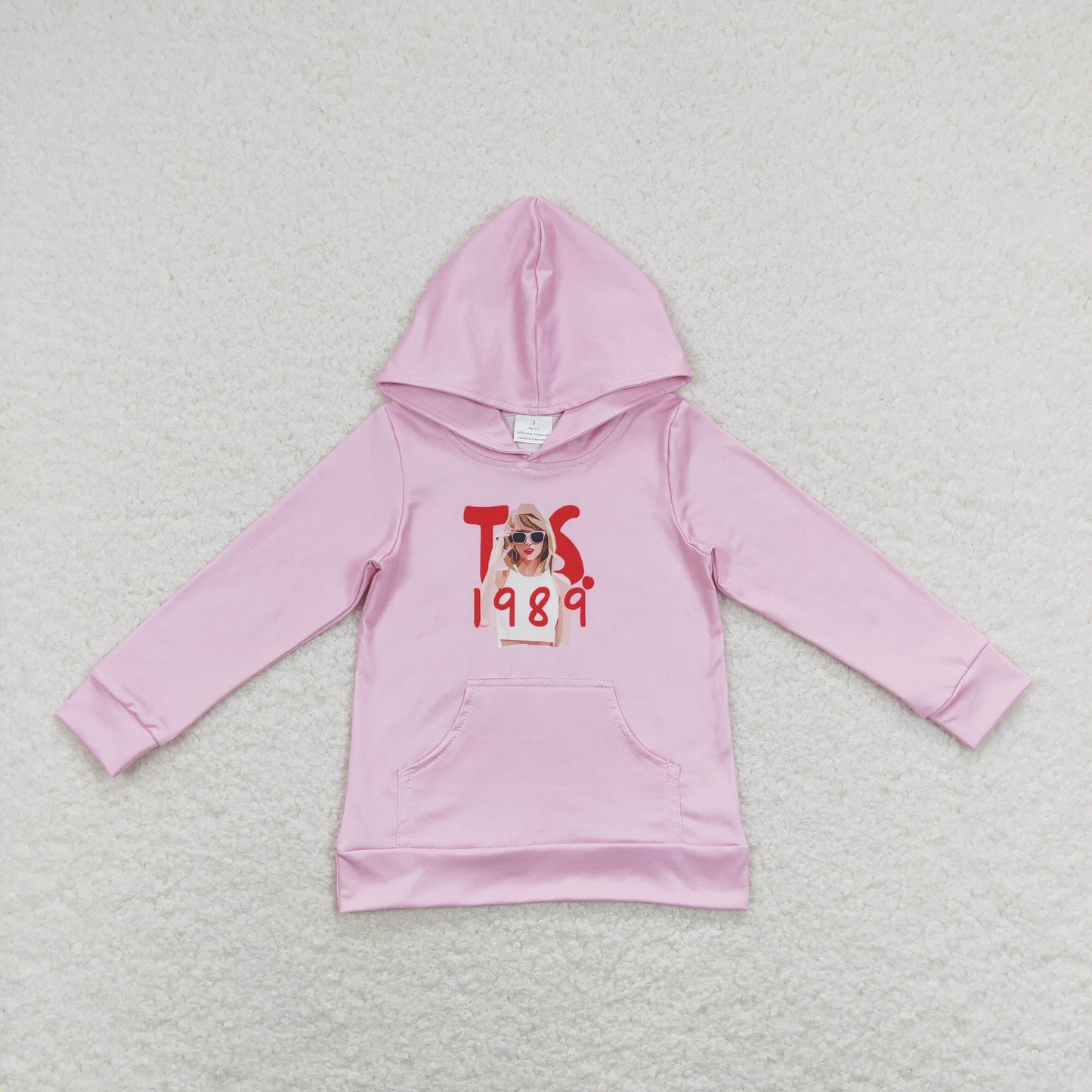 GT0436 Baby Girl Pink Long Sleeves Singer Pocket Hoodie Shirt Pullover Tops