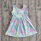 ( No moq ) Preorder Baby Girls Kids Sleeveless Sea Flower Knee Length Dress