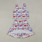 Baby Girls Flags Bows Flowers Tops Skirt Shorts 4th of July Set Yoga Clothes RTS