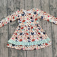 Baby Girl Long Sleeves Thanksgiving turkey Pumpkin Dress RTS