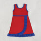 Baby Girls Kids Sleeveless Shorts Knee Length Red Dress Yoga Active Scallop Clothes