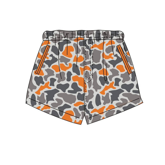 ( Moq 5 ) Preorder Baby Boys Kids Orange Grey Camo Pockets Shorts Bottoms Team Clothes