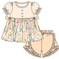 Baby Girl Short Sleeves Flower Plaid Sibling Romper Dress Clothes Set ( Moq 5 Each Design )11.21