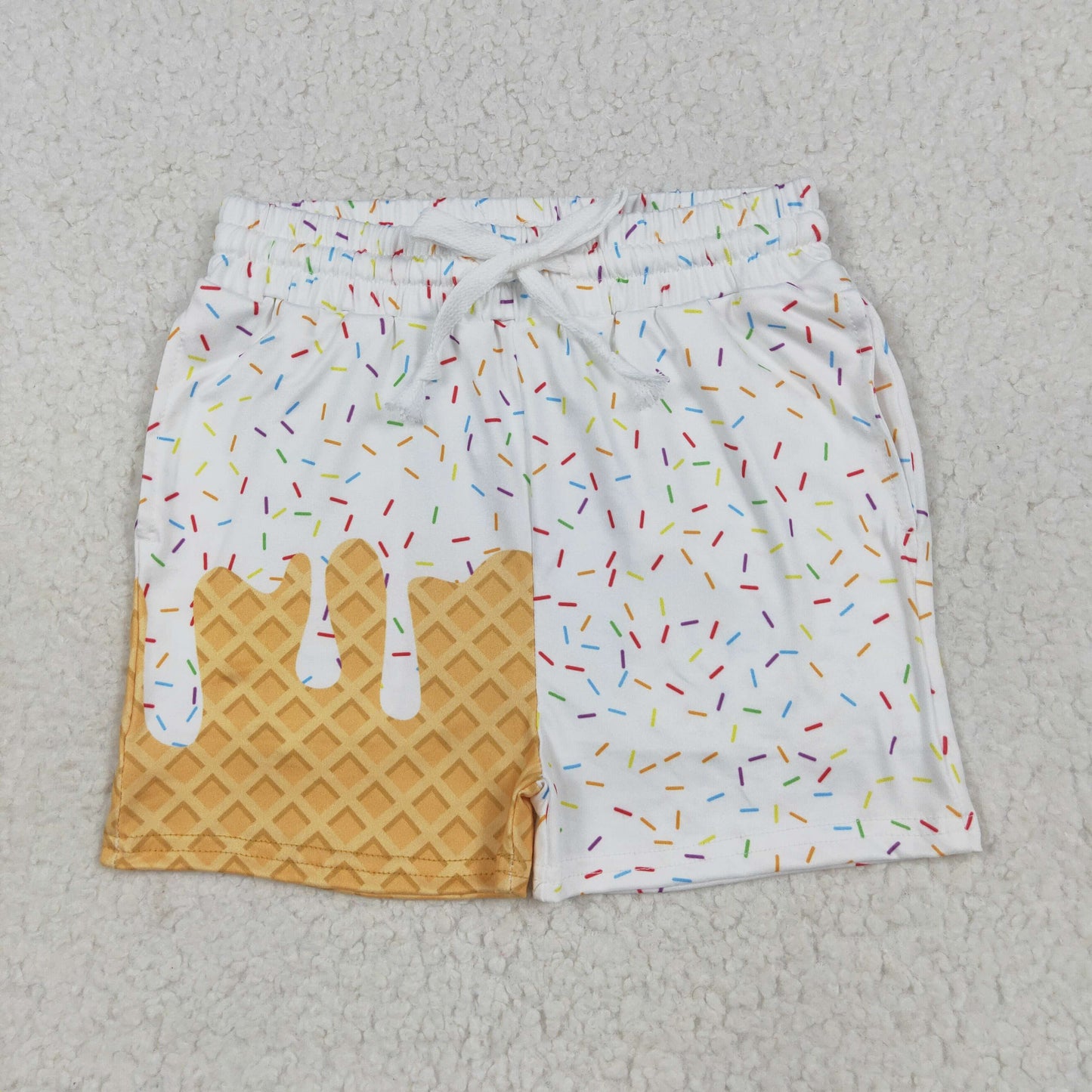 Baby Boy Toddler Drips Summer White Bottom Shorts RTS