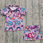 Baby Girls Flower Music Character Pocket Buttons Shirt Shorts Pajamas Set RTS