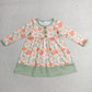 Baby Girls Kids Pumpkins Green Ruffle Knee Length Dress Fall Clothes RTS