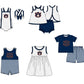 ( Moq 5 ) Baby Girls Kids Sleeveless AU Dots Navy Bows Team Romper