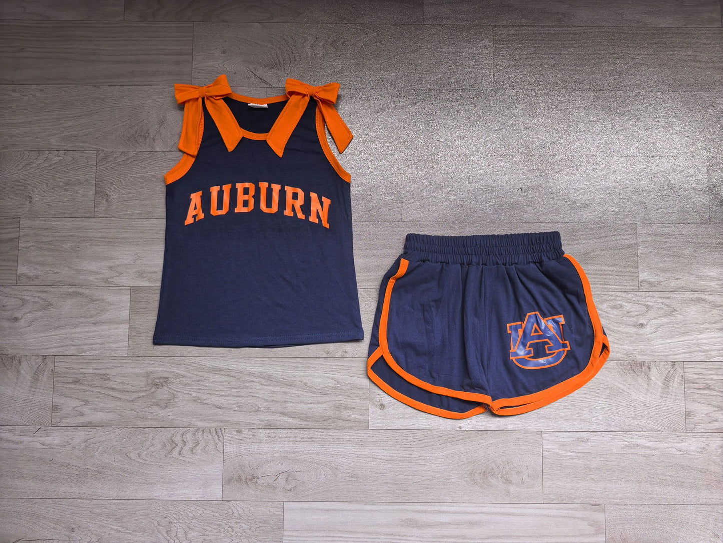 ( No moq ) Preorder Baby Girls Kids Sleeveless Bows Vinyl Shirt Shorts Navy Set Team Clothes