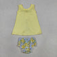 Baby Girls Toddler Sleeveless Plaid Tops Yellow Blue Flower Bummie Shorts Set RTS