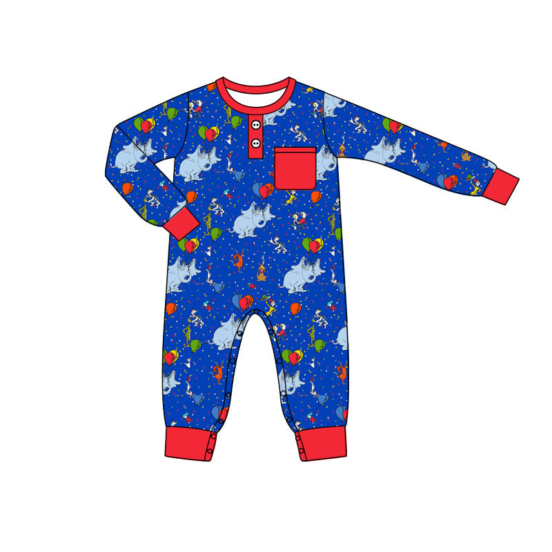 Baby Boy Blue Long Sleeves Dr Reading Pocket Romper Moq 5