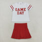 Baby Girl Short Sleeves Game Day Shirt Red Yoga Active Skort Team Cheer Set RTS