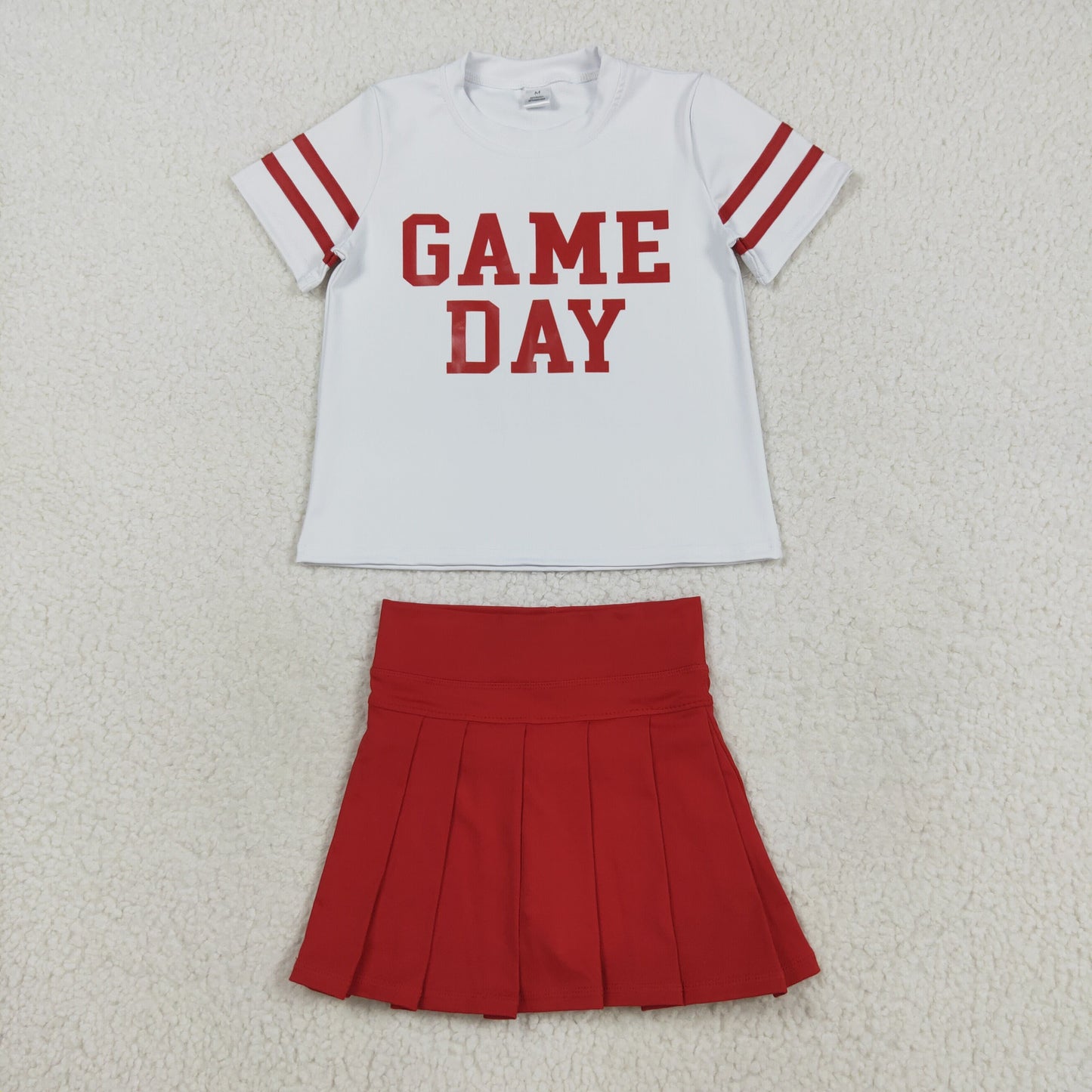 Baby Girl Short Sleeves Game Day Shirt Red Yoga Active Skort Team Cheer Set RTS