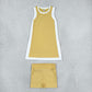 Baby Girls Kids Sleeveless Yellow Tops Shorts Set Yoga Active Clothes RTS