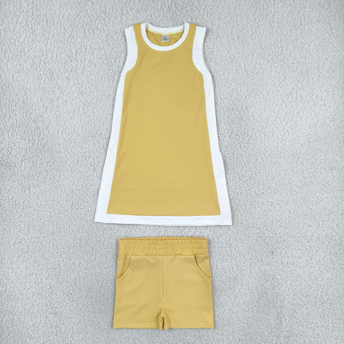 Baby Girls Kids Sleeveless Yellow Tops Shorts Set Yoga Active Clothes RTS