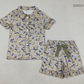 Adult Women Short Sleeves Dogs Camo Buttons Shirt Bows Shorts Pajamas Clothes Set RTS