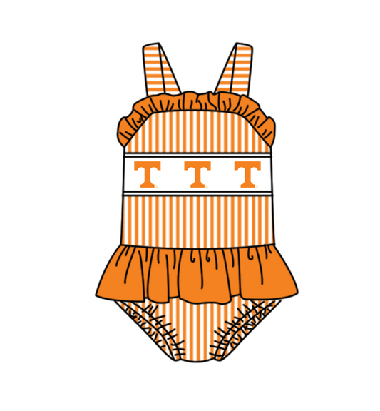 ( Moq 5 Each Style ) Baby Boys Girls Orange Stripes Sibling Team Sets Swimsuits Clothes