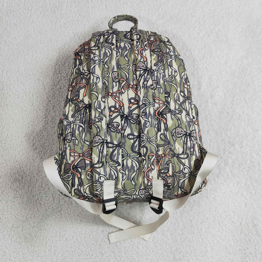 Baby Girls Kids Bows Camo Print Zipper Backpack School Bag RTS