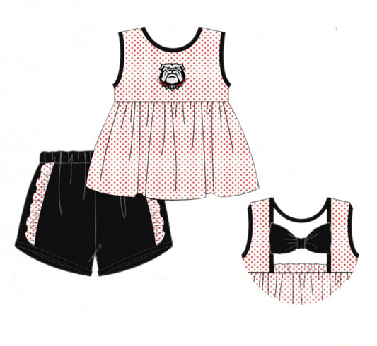 Moq 5 Baby Girl Sleeveless Dog Tunic Black Shorts Team Set