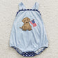 Baby Boy Girl 4th Of July Embroidery Dogs Sibling Summer Shorts Sets