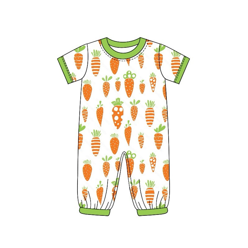 Baby Boy Short Sleeves Easter Carrot Buttons Romper Moq 5