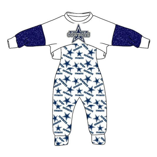 Baby Girls Cowboys Top 2pcs Jumpsuits Team Clothes Sets split order preorder July 29th