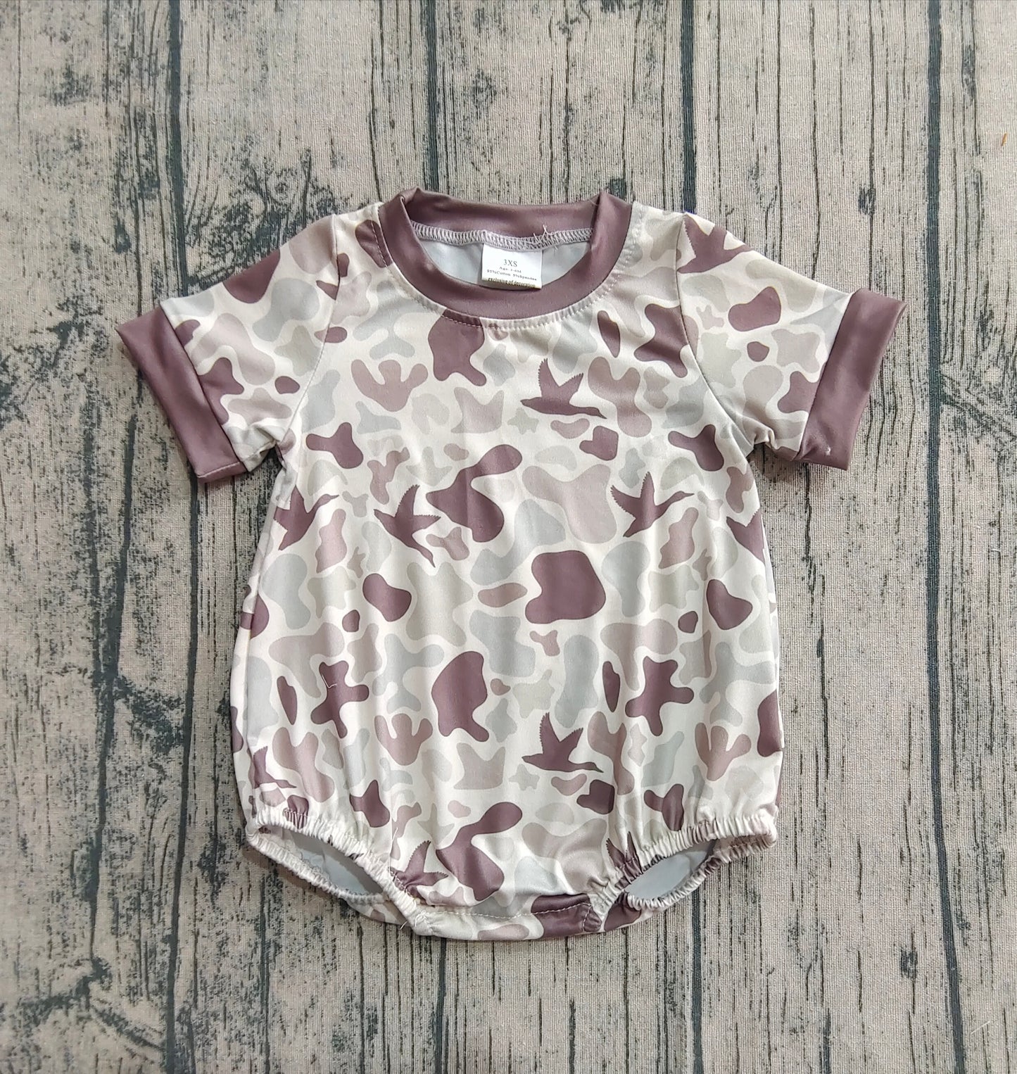 Baby Boy Short Sleeves Ducks Camo Bubble Romper RTS