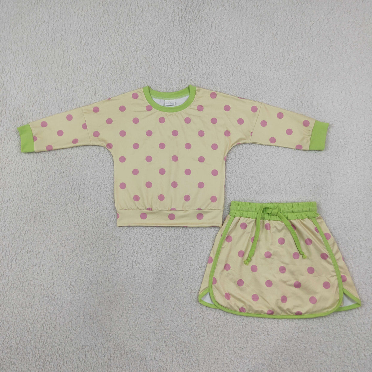 Baby Girls Kids Long Sleeves Dots Shirt Skirt Shorts Yellow Set Clothes RTS