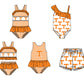 ( Moq 5 Each Style ) Baby Boys Girls Orange Stripes Sibling Team Sets Swimsuits Clothes