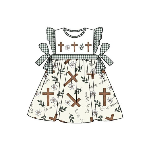 Moq 3 Pre-order GSD0679 Baby Girl Easter Cross Floral Dress