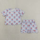 Baby Girls Bows Flags Stripes Shirt Scallop Shorts 4th of July Set Clothes RTS