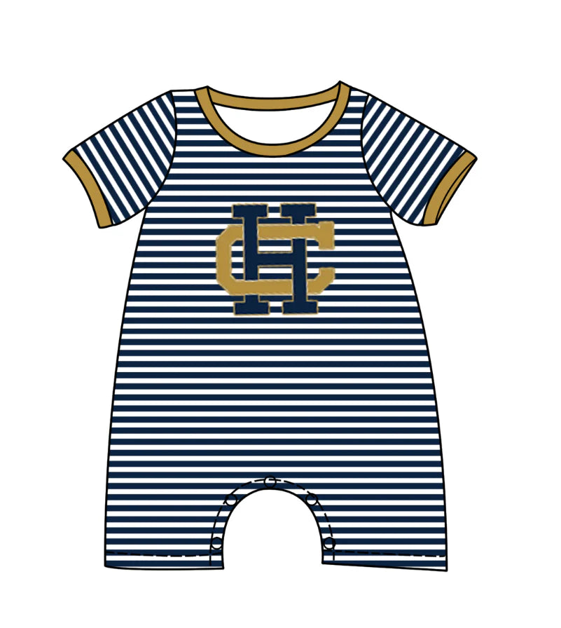 ( Moq 5 ) Baby Boys Kids Short Sleeves CH Stripes Team Romper