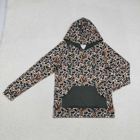 Adult Men Ducks Brown Camo Southern Hunting Hoodie Pocket Shirt Tops RTS