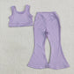 Baby Girl Straps Purple Vest Tops Bell Bottom Pants Yoga Active Wear Clothes Set RTS