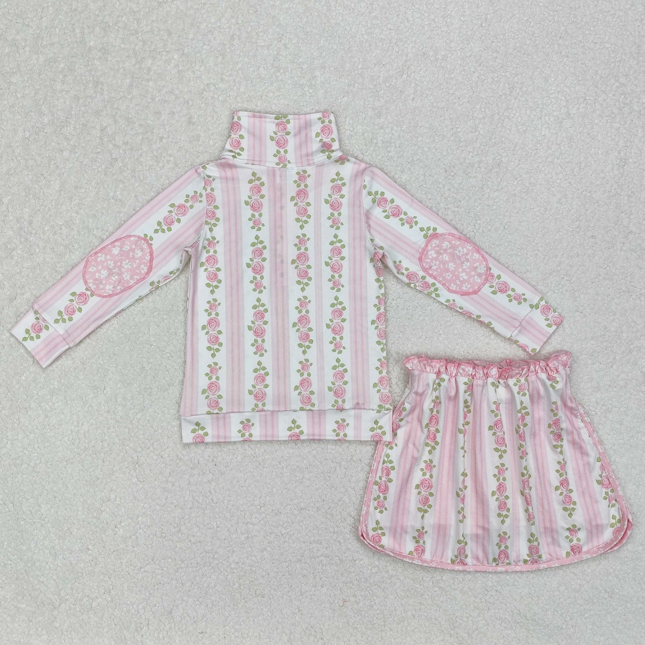 Girls Kids Flower Bows Zipper Shirt Skirt Shorts Skort Set Sibling Clothes RTS