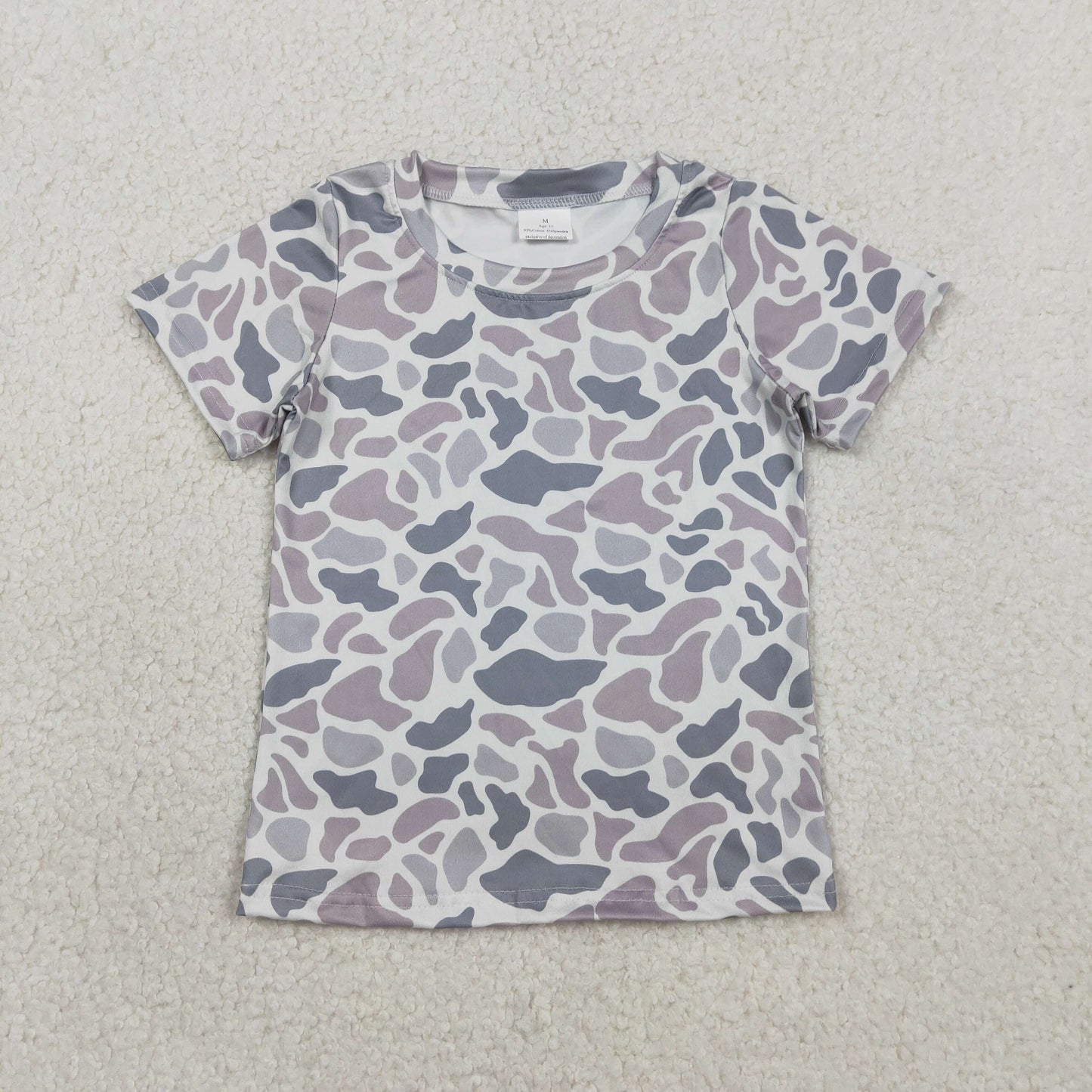 Baby Boys Kids Short Sleeves Southern Grey Camo Shirt Tops RTS