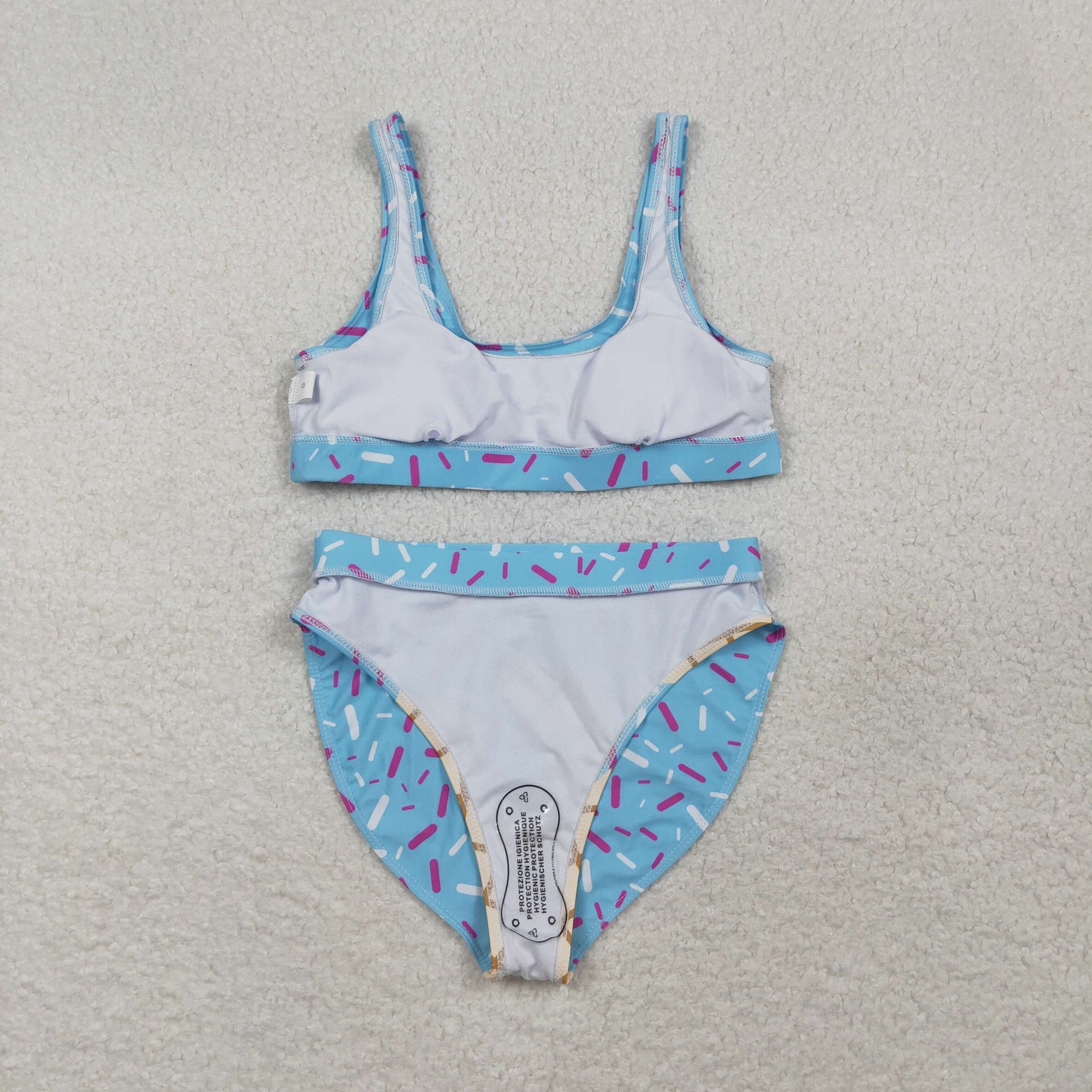 Adult Women Sleeveless Blue Tops Drip Shorts Summer Swimsuit Set RTS