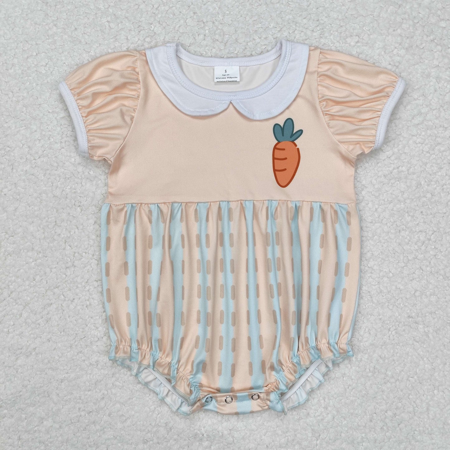 Baby Boy Infant Short Sleeves Easter Carrot Buttons Romper