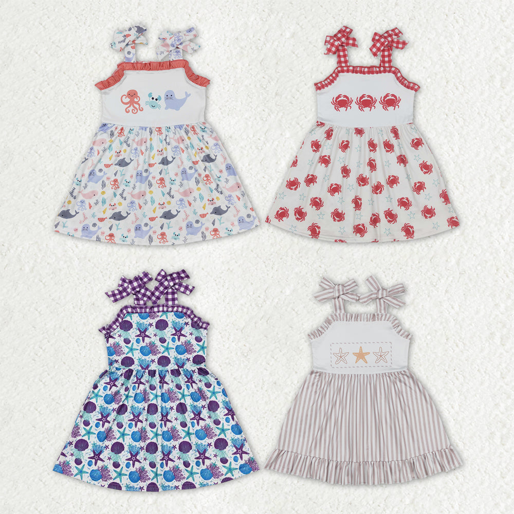 Sibling Baby Girls Kids Straps Knee Length Dresses Summer Clothes