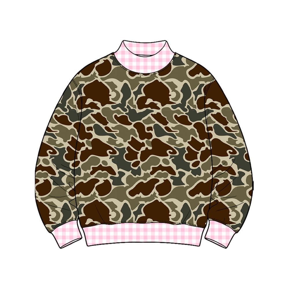 ( Moq 5 ) Preorder Baby Girls Toddler Long Sleeves Plaid Shirt Tops Camo Clothes
