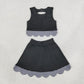Baby Girls Kids Scallop Shirt Black Plaid Bows Skirt Shorts Set Yoga Active Clothes RTS
