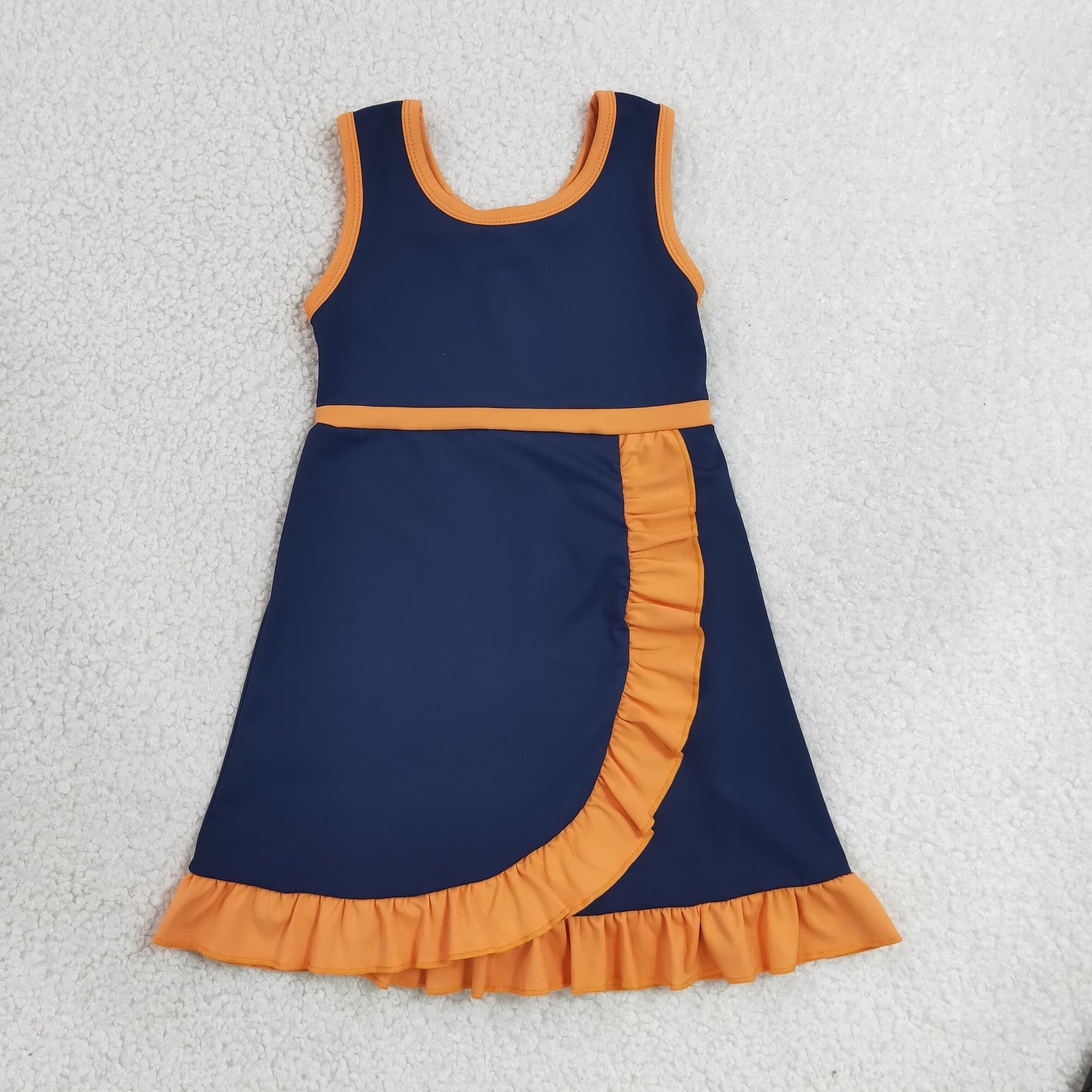 Baby Girls Kids Sleeveless Shorts Knee Length Purple Dress Yoga Active Scallop Clothes RTS