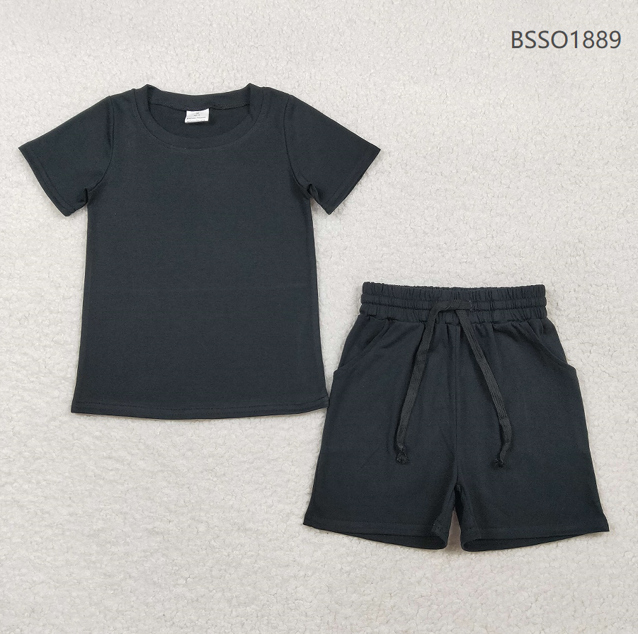 Sibling Baby Boys Kids Short Sleeves Shirts Pockets Shorts Summer Cotton Sets Clothes RTS