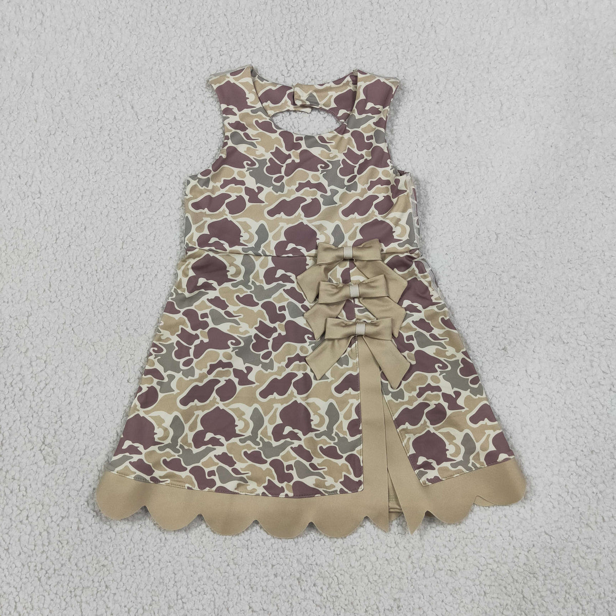 Baby Girls Kids Sleeveless Camo Bows Shorts Scallop Dress Yoga Active Clothes RTS
