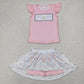 Baby Girl Flower Bows Pink Shirt Skirt Shorts Skort Clothes Set