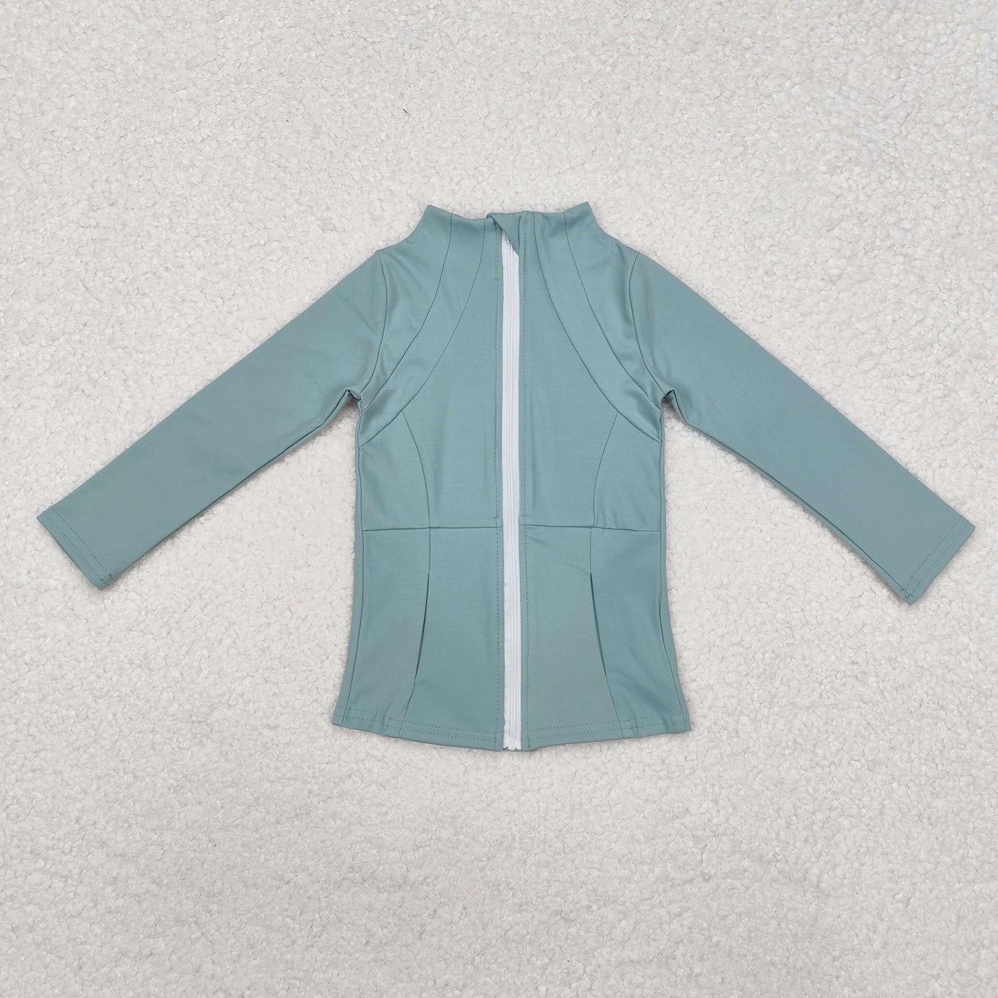 Baby Girl Long Sleeves Green Pocket Yoga Sports Zipper Jacket Tops